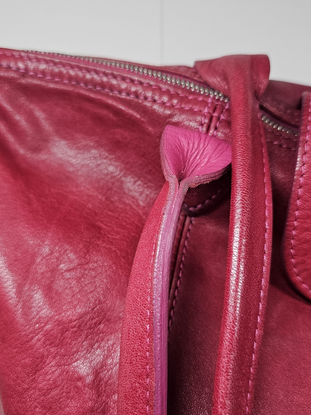 Longchamp Le Pliage Cuir Large Pink Leather Tote - Picture 4 of 16